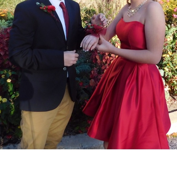 Short Red Satin Homecoming Dress! - Picture 7 of 8